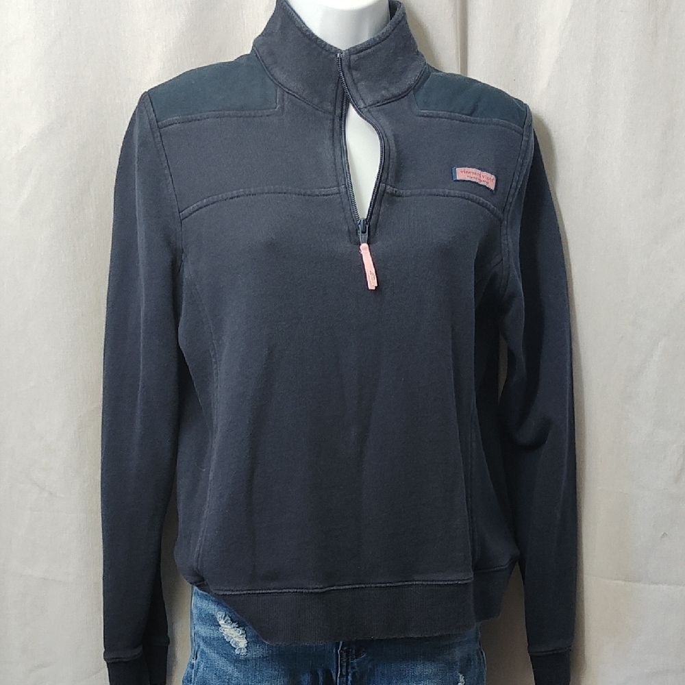 Vineyard Vines Women's Dark Gray Quarter-Zip Sweater